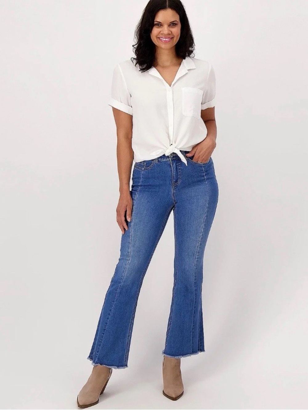 All Worthy Hunter McGrady Indigo Raw Hem Jeans Size Flare Blue 14 P